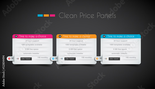 Web price shop panel with space for text and buy now button.