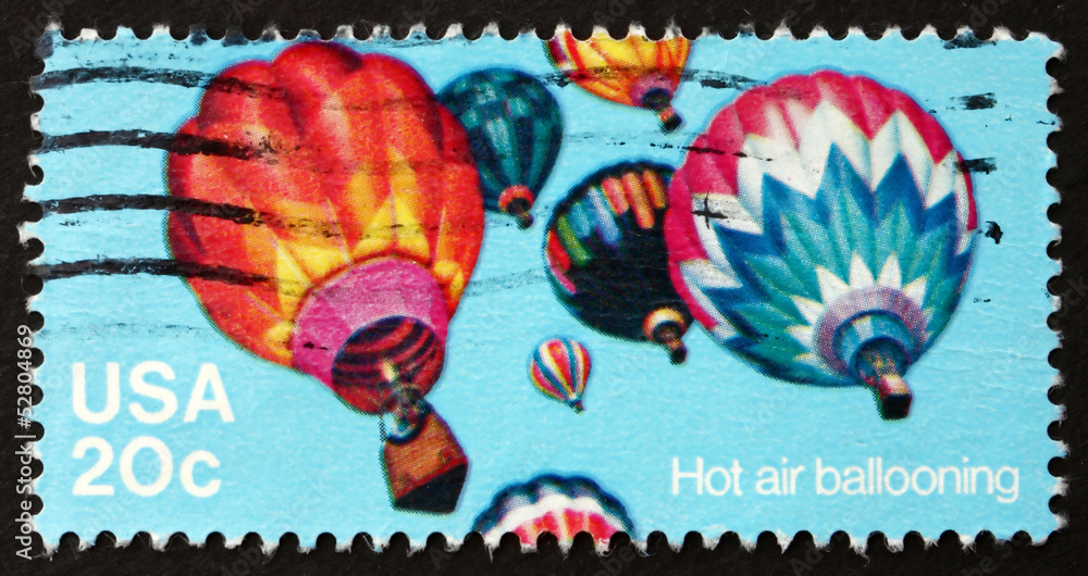 Naklejka premium Postage stamp USA 1983 Balloons, Flying Machines