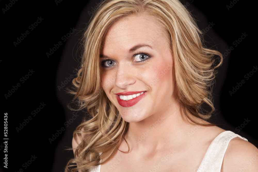 woman head red lipstick smile woman head red lipstick smile
