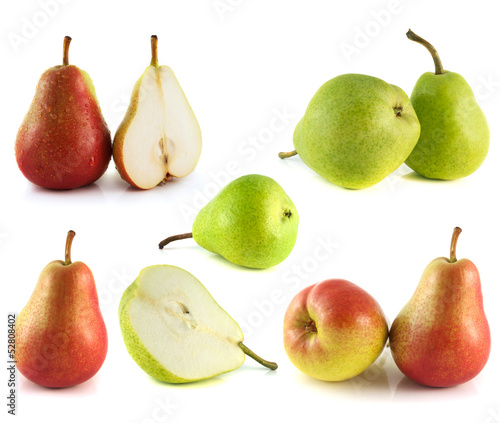 Pears collection isolated on white background