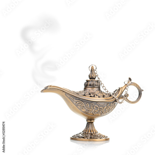 Aladdin magic lamp isolated on white