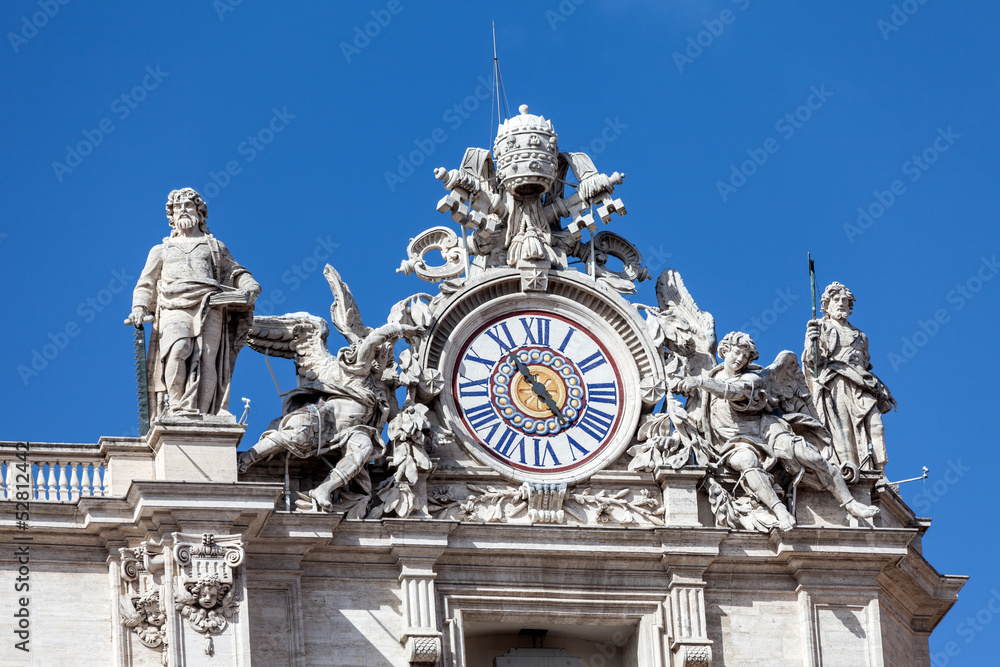 Clock On The Top Of St. Peter's Basilica