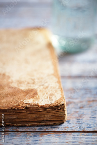 very old book and water
