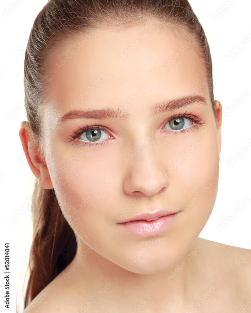 A beautiful woman, portrait isolated on white background A beautiful woman, portrait isolated on white background