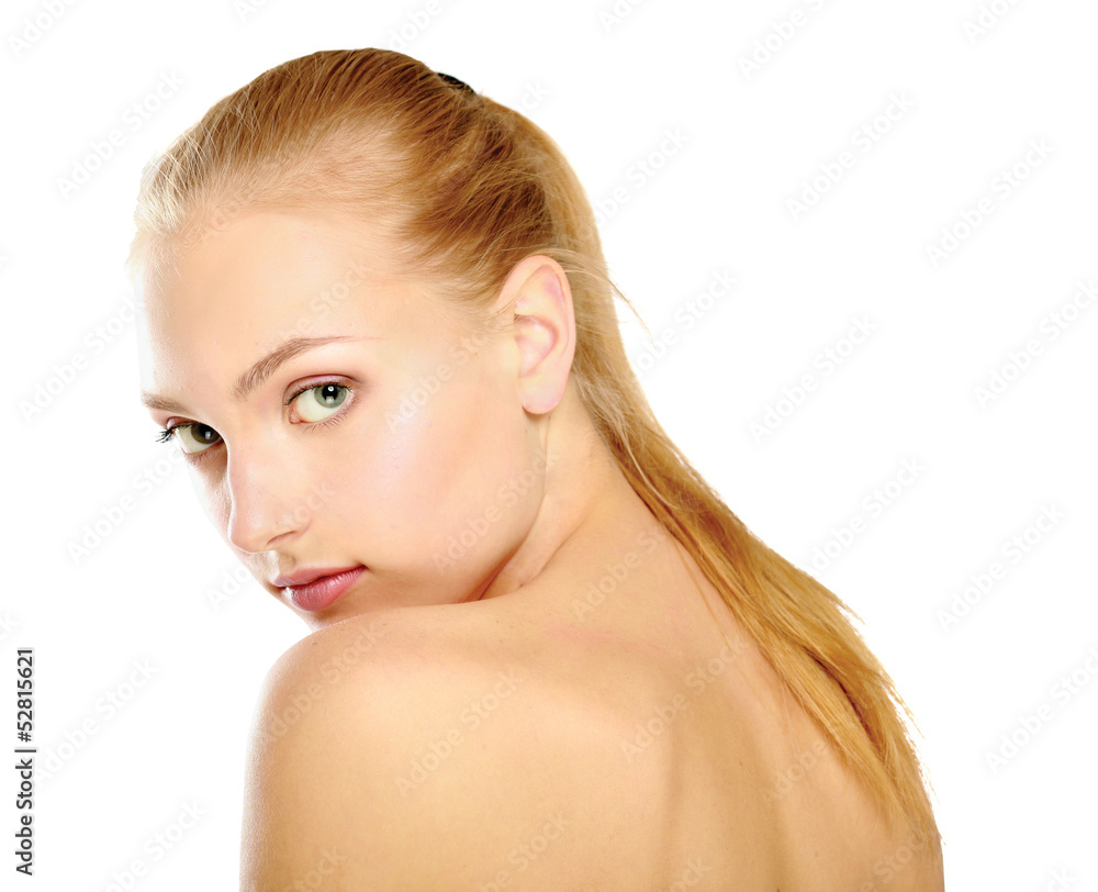 A beautiful woman portrait isolated on white background A beautiful woman portrait isolated on white background
