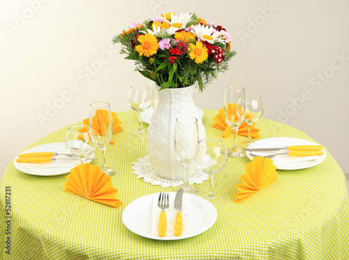 Obraz na płótnie Beautiful table setting for breakfast
