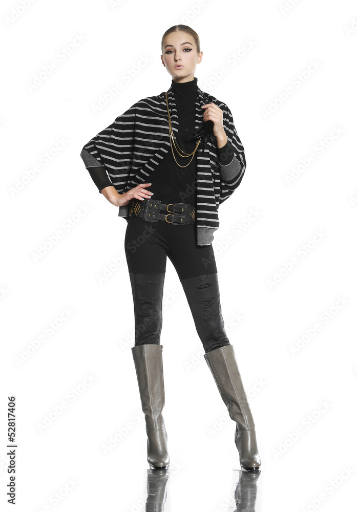 Full body young woman in casual clothes posing Full body young woman in casual clothes posing