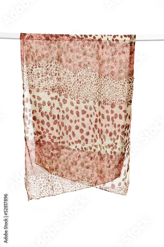 silk fabric of scarf on a hanger