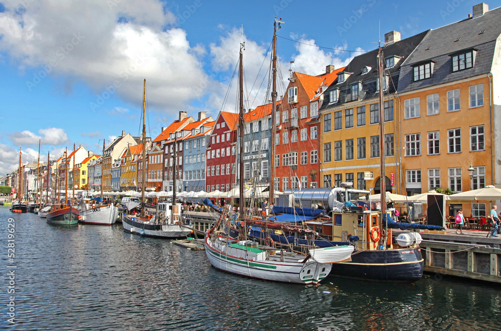 Beautiful colorful buildings in Copenhagen, Denmark