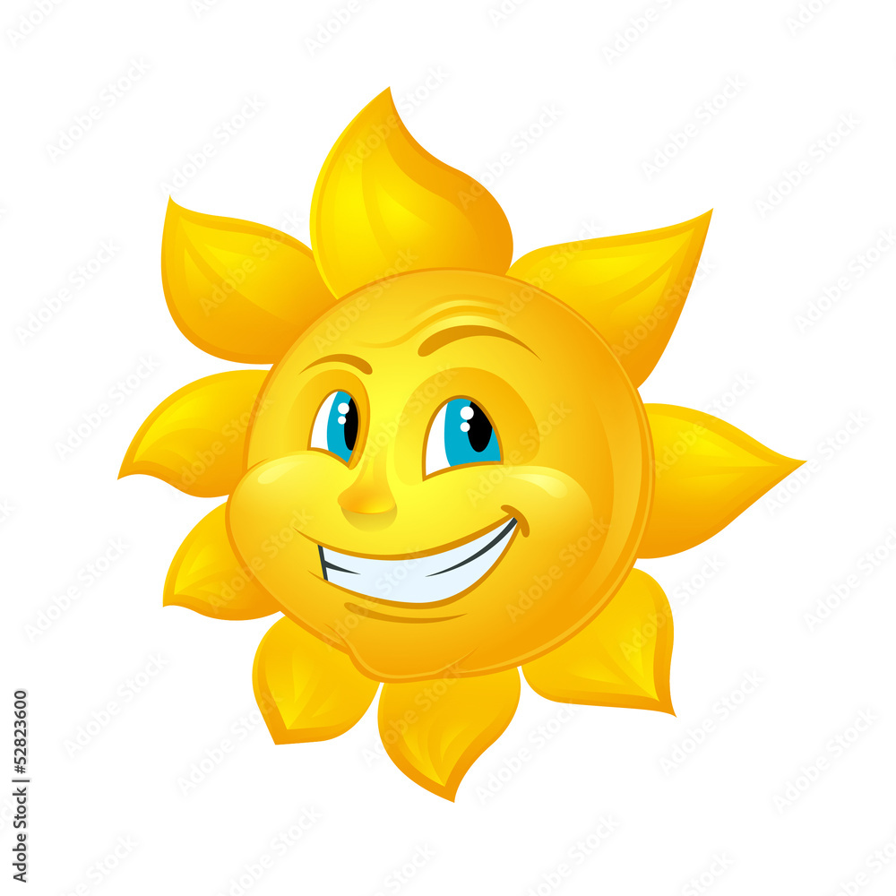 Smiling Sun Cartoon Character