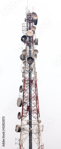Telephone broadcast radio pole isolated