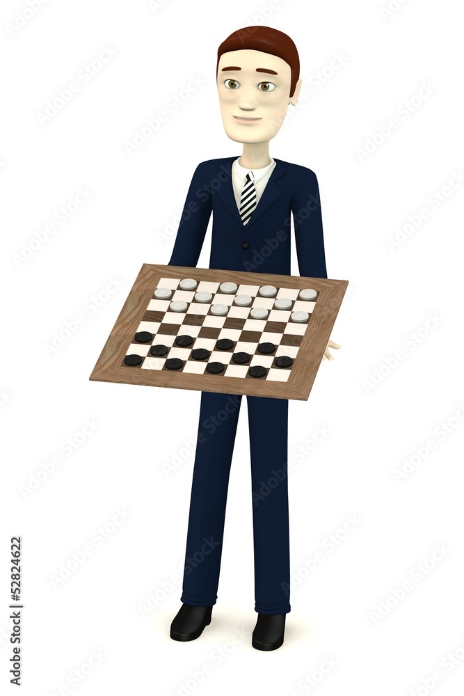 3d render of cartoon character with checkers 3d render of cartoon character with checkers