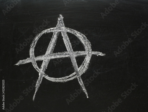 Schilderij op canvas Anarchy Symbol on a Blackboard