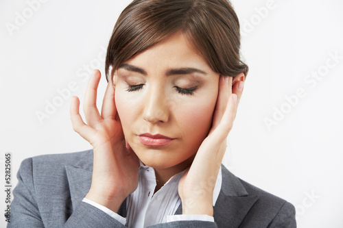 Close up Portrait of woman with headache