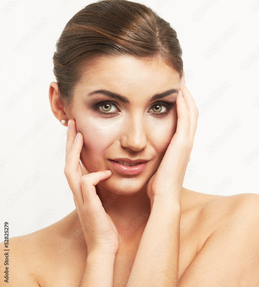 Isolated woman face on white background. Isolated woman face on white background.