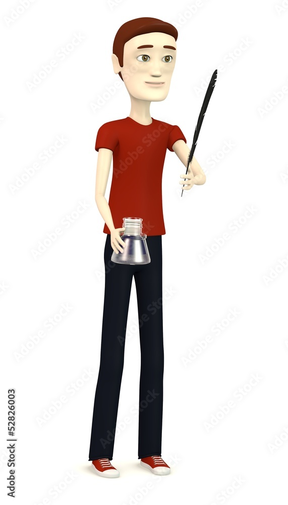 3d render of cartoon character with quill 3d render of cartoon character with quill