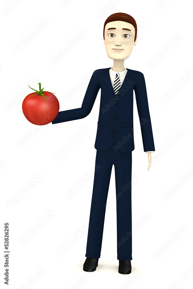 3d render of cartoon character with tomato 3d render of cartoon character with tomato