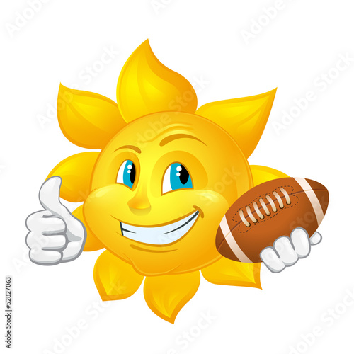 cartoon sun with rugby ball