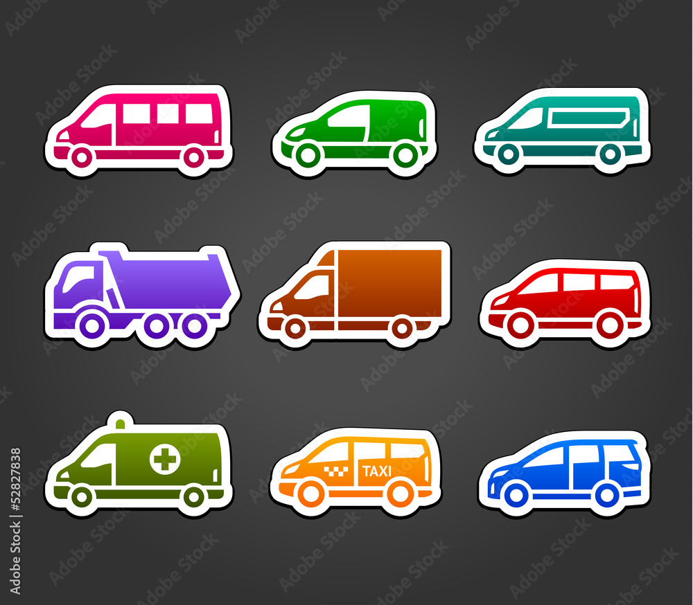 Set of sticky stickers, transport color signs
