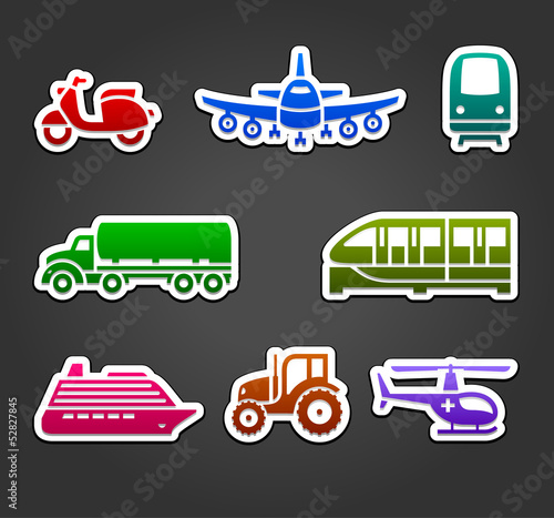 Set of sticky stickers, transport color symbols