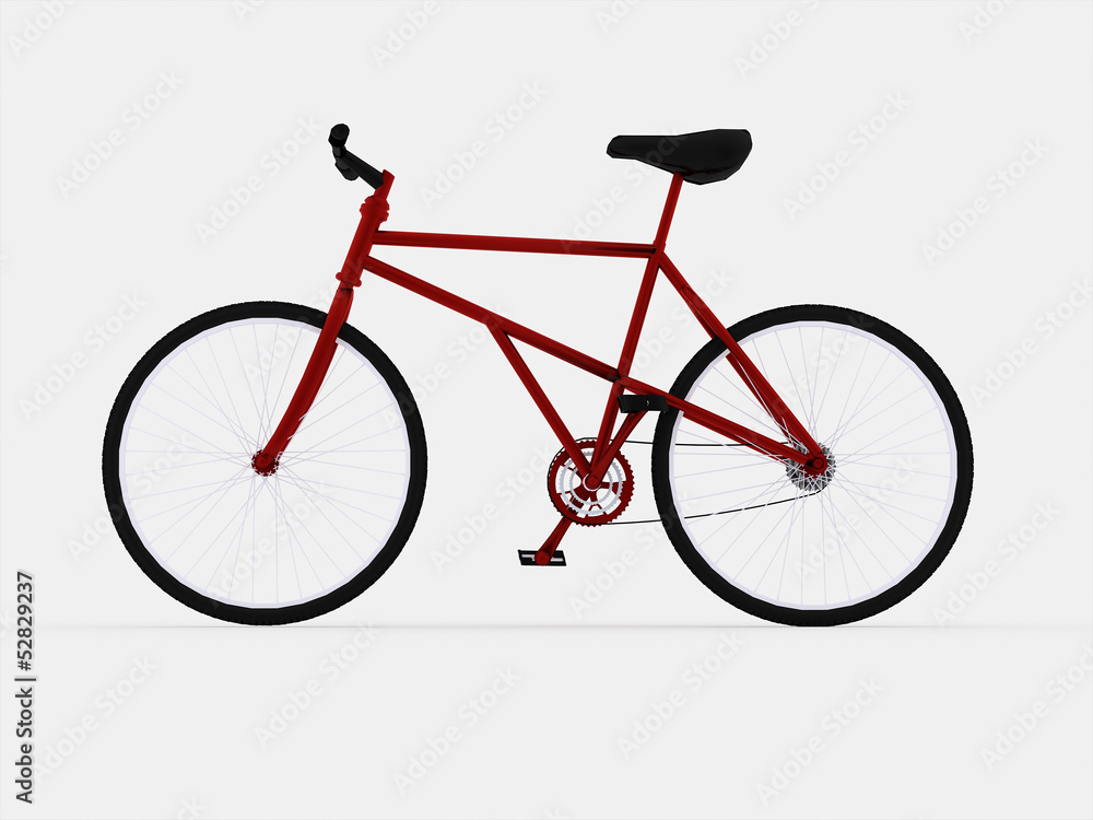 Red bicycle isolated