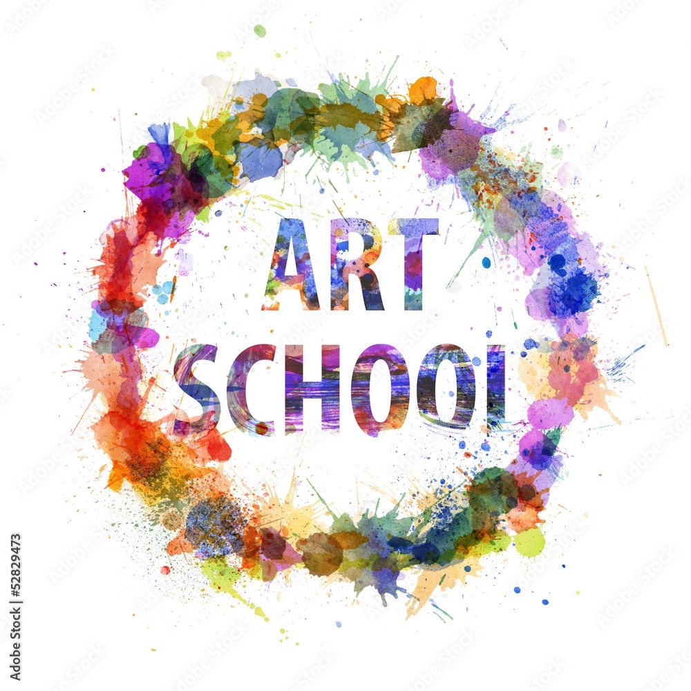 Art school concept, watercolor splashes as a sign Art school concept, watercolor splashes as a sign
