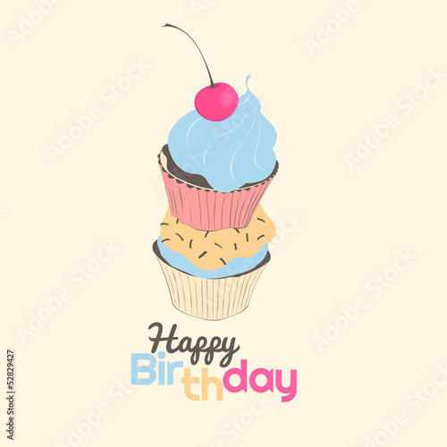 Happy birthday card with cupcake