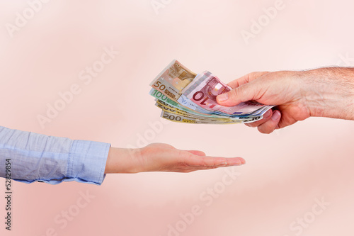 Hand with banknotes