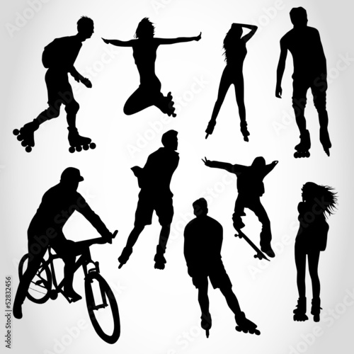 Riding people silhouettes