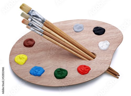 Fotografie, Obraz Artist's palette with brushes