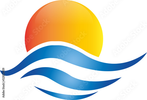 Sonne, Wellen, Logo, 3D