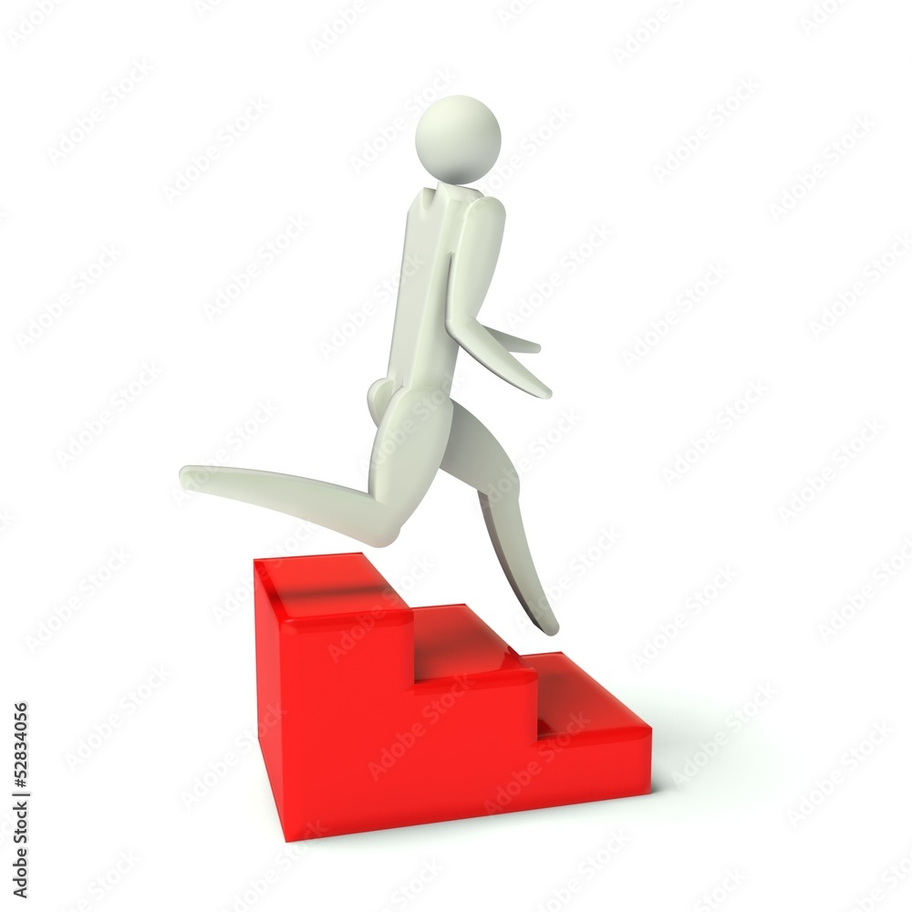 Man running downstairs to an exit Man running downstairs to an exit