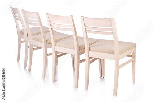 Row of chairs isolated on the white