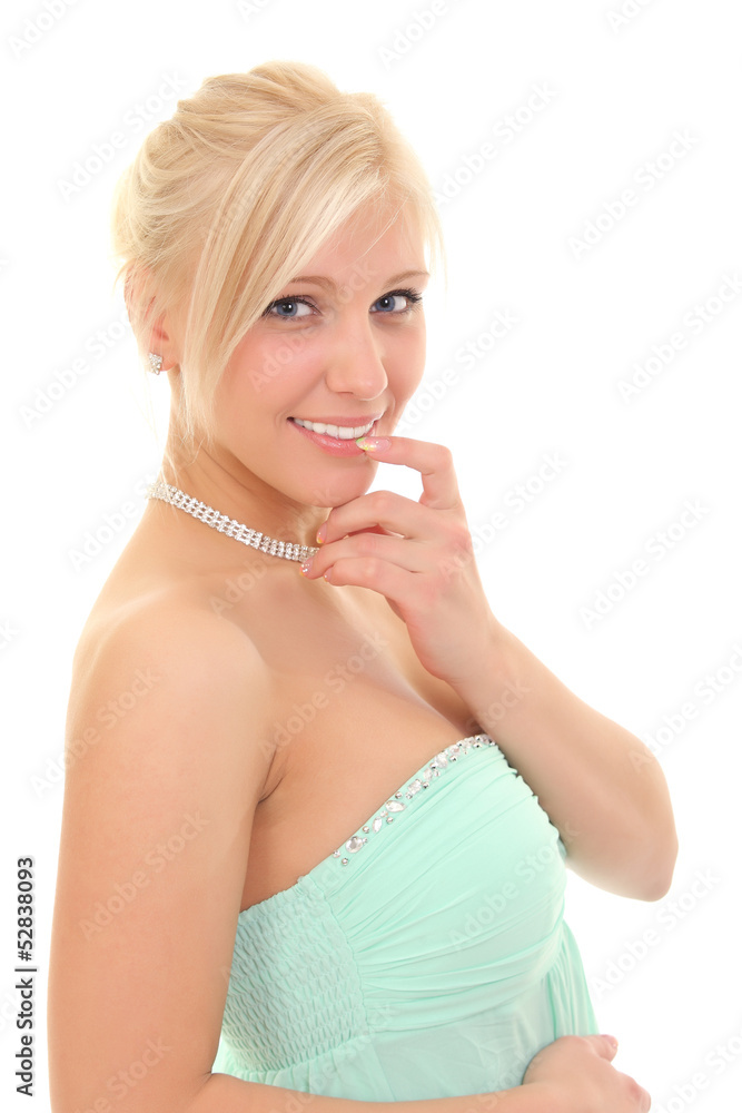 beautiful smiling girl in a light green dress beautiful smiling girl in a light green dress