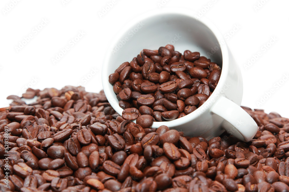 cup of coffee with coffee bean inside cup of coffee with coffee bean inside