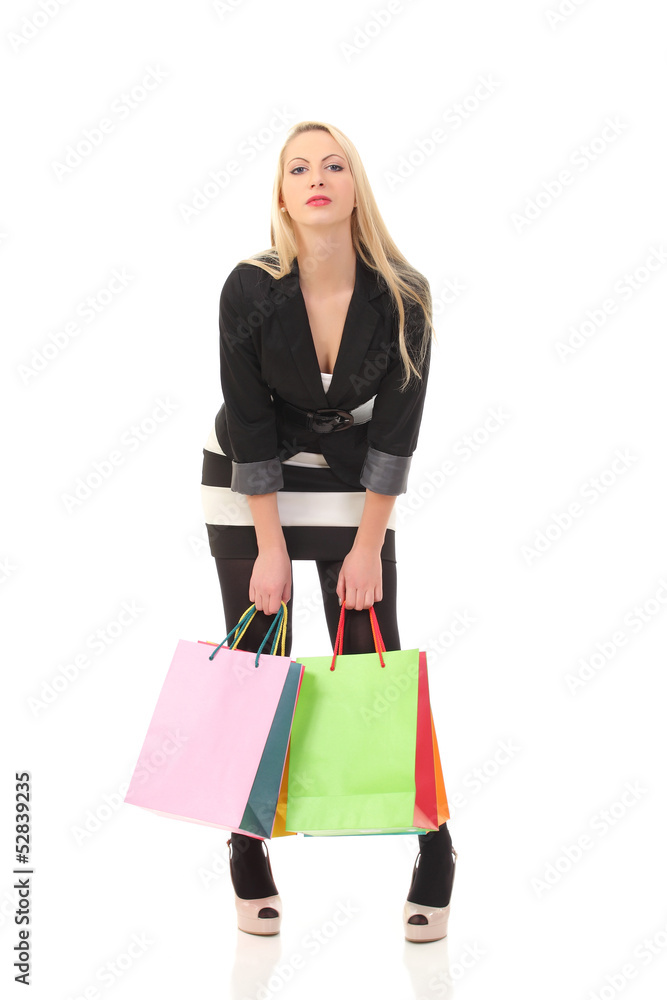 picture of lovely woman with shopping bags picture of lovely woman with shopping bags