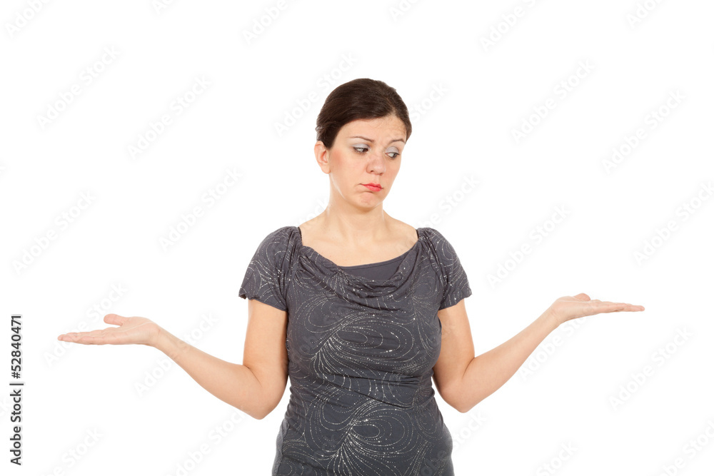 nice woman with gray blouse, portrait in studio nice woman with gray blouse, portrait in studio