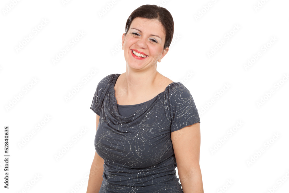 nice woman with gray blouse, portrait in studio nice woman with gray blouse, portrait in studio