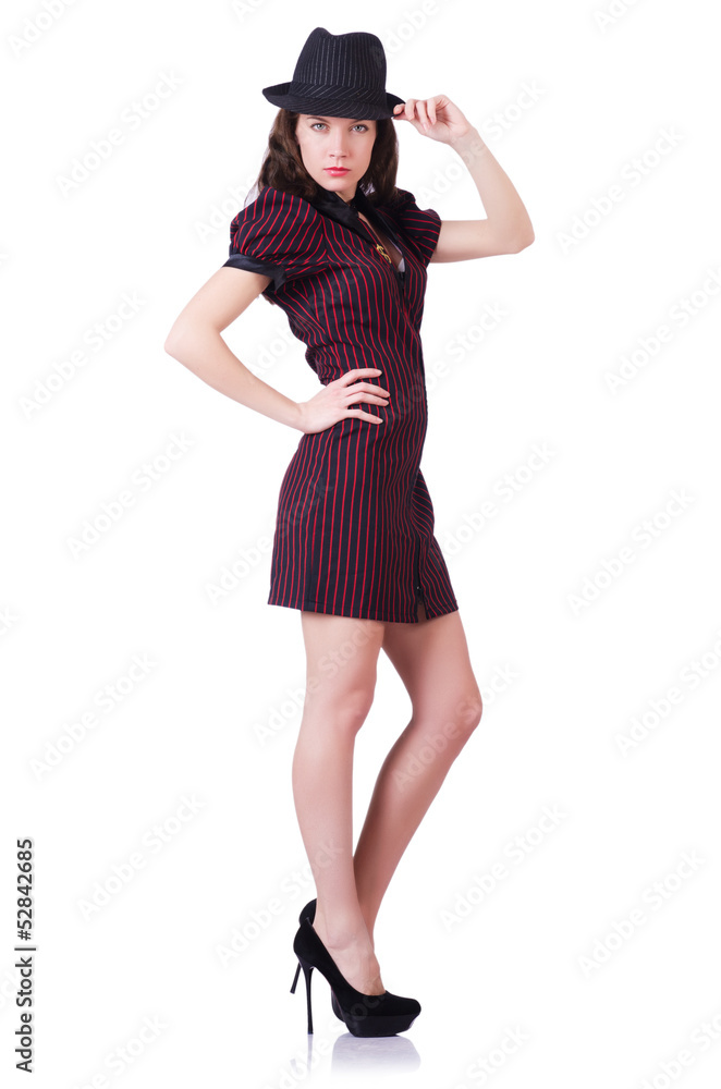 Woman gangster isolated on white Woman gangster isolated on white