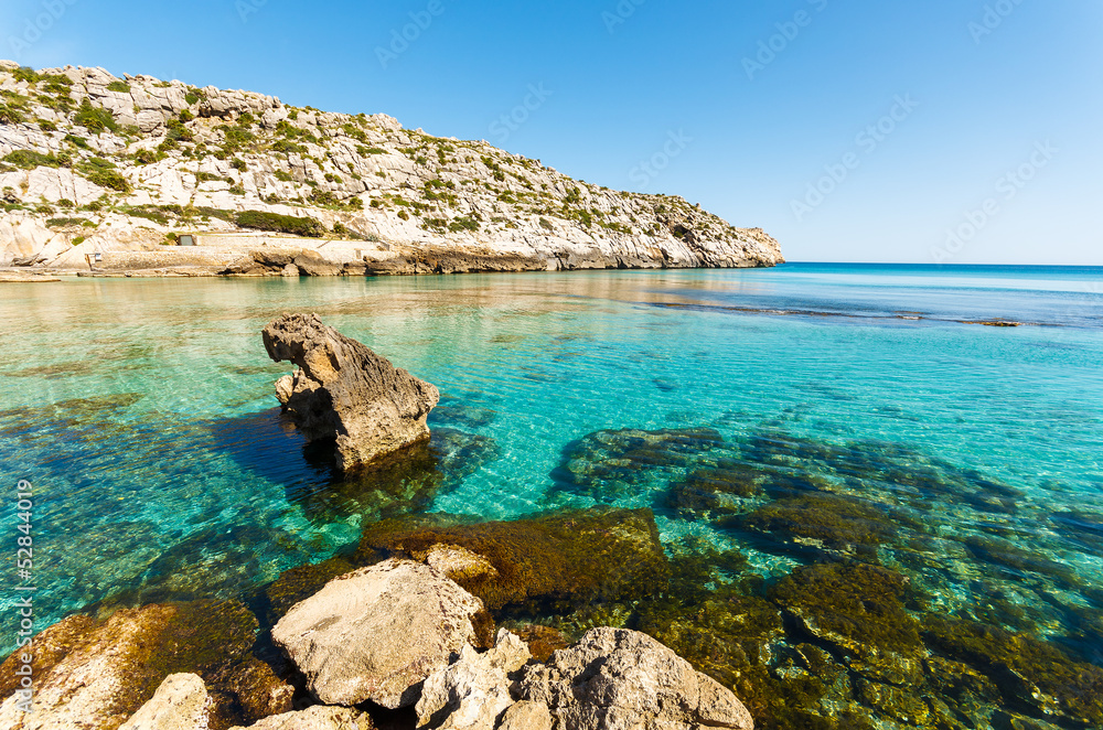 Beautiful bay turquoise sea water, Cala San Vicente, Majorca