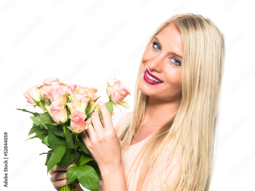 Frau (25 Jahre) mit Blumen / Rose