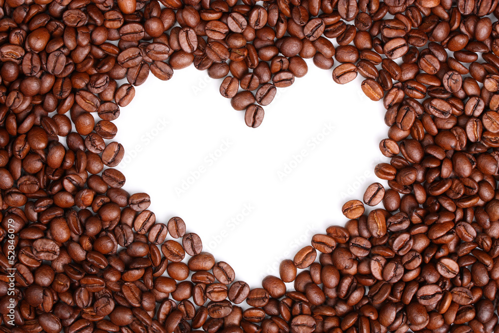 Kaffeebohnen mit Herz - Hintergrund Kaffeebohnen mit Herz - Hintergrund