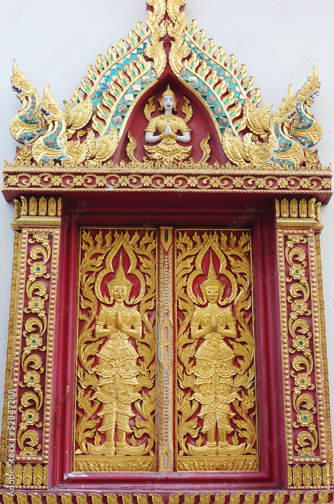 Thai temple window in Chiang Mai