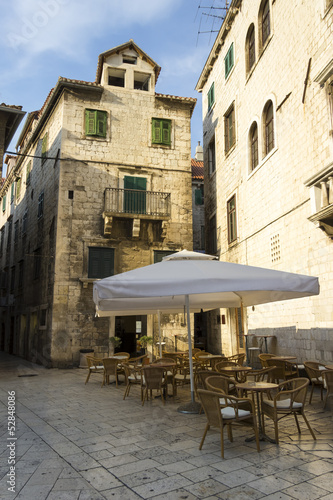 Outdoor cafe in old town  Split  Croatia