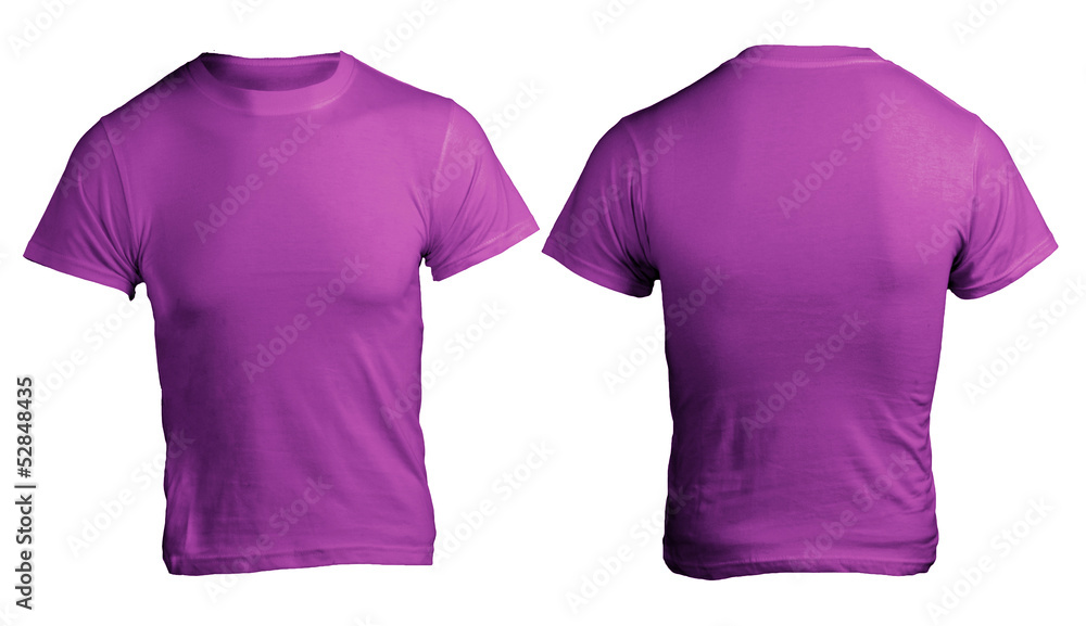 Purple men's blank shirt template, front and back Stock Photo | Adobe Stock