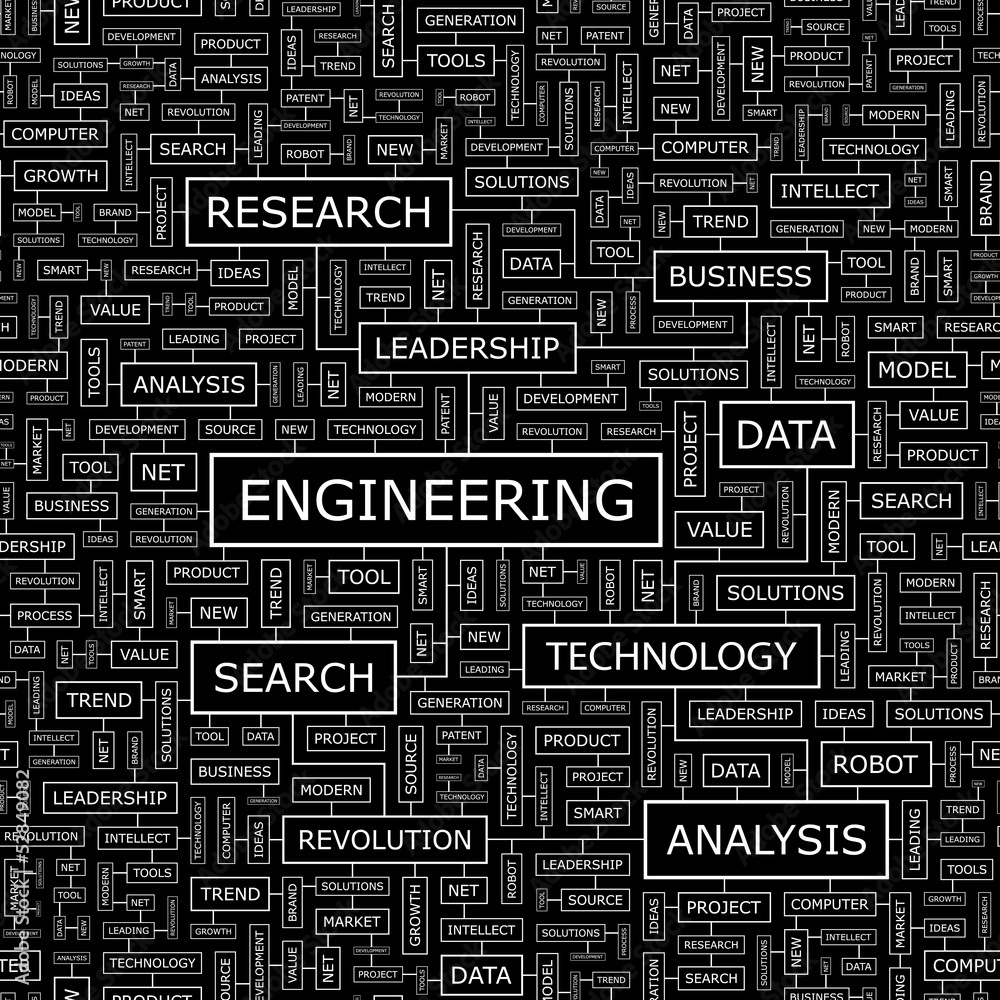 ENGINEERING. Word cloud concept illustration. ENGINEERING. Word cloud concept illustration.