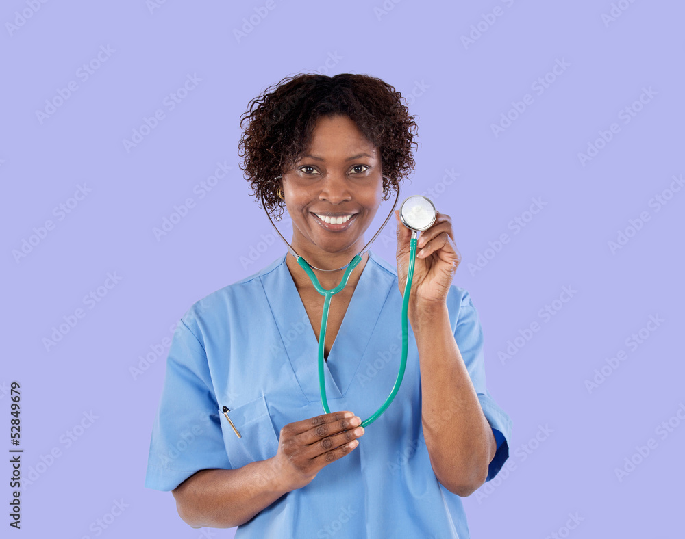 African medical girl with a stethoscope African medical girl with a stethoscope