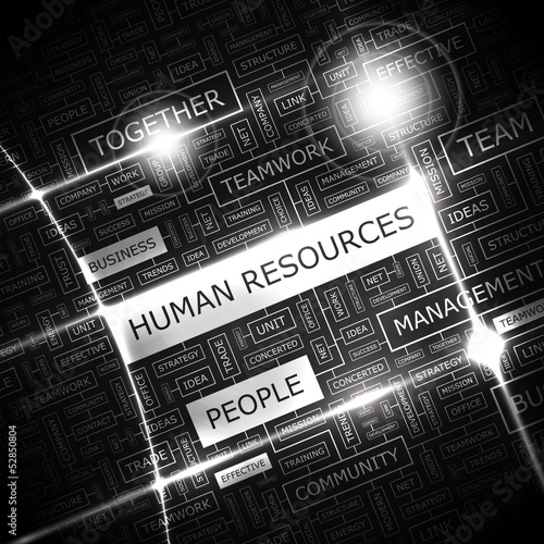 HUMAN RESOURCES. Word cloud concept illustration.  