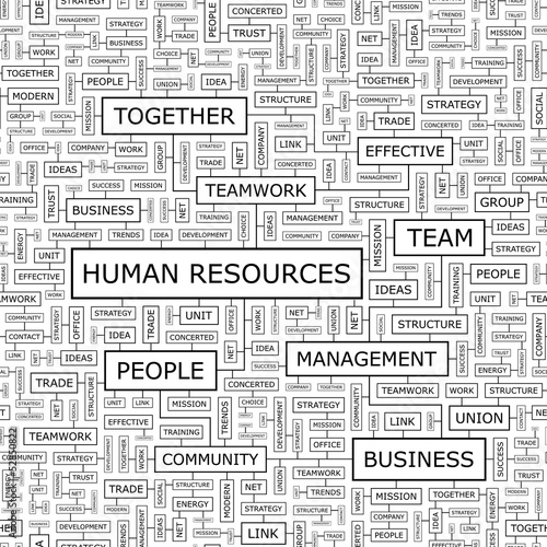 HUMAN RESOURCES. Word cloud concept illustration.  