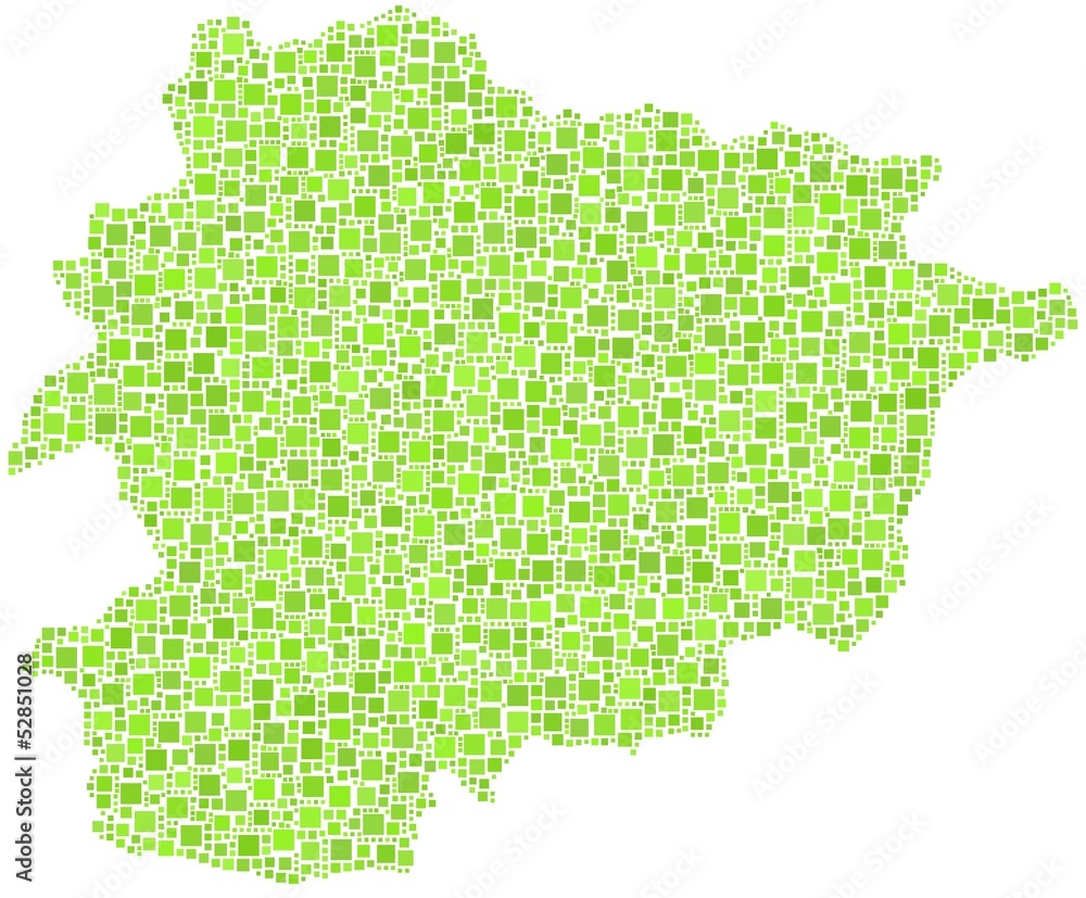 Map of Andorra - Europe - in a mosaic of green squares